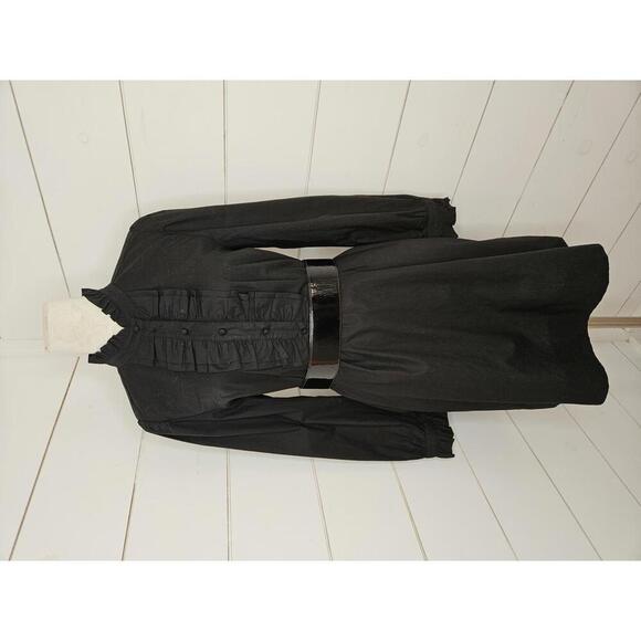 J Crew small black tuxedo ruffle cotton midi dress - Picture 1 of 5